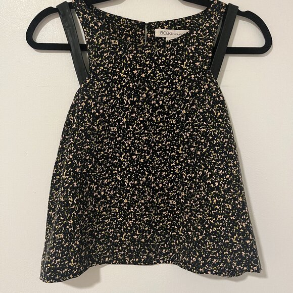 BCBGeneration patterned top with faux leather strap detail - Picture 1 of 4
